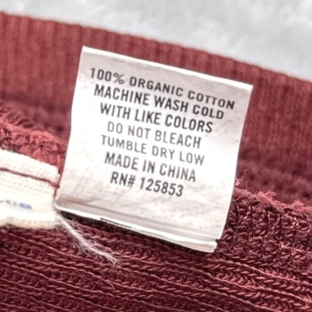 TAYLOR STITCH Heavy Bag Waffle Tee Mens 40 Burgundy Organic Cotton Short Sleeve - Picture 6 of 7
